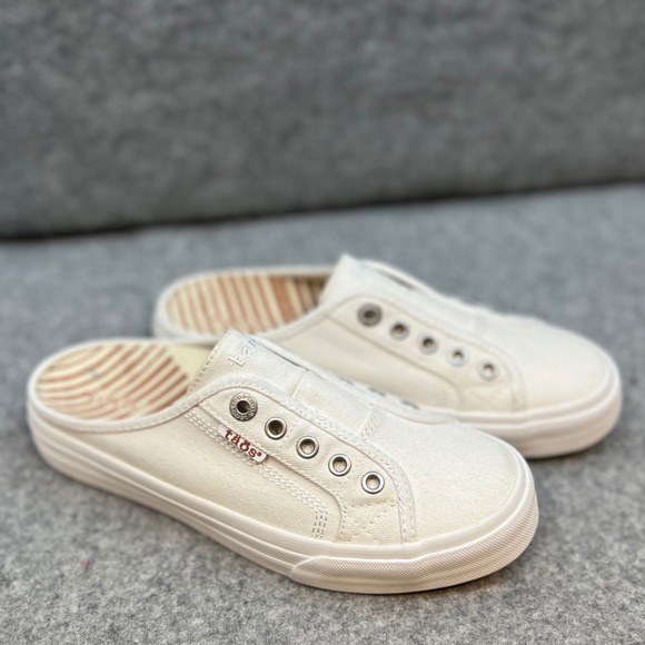 TAOS Women's White Canvas Mule Sneakers Slip On Casual Comfort Shoes Size 7 - Picture 3 of 9